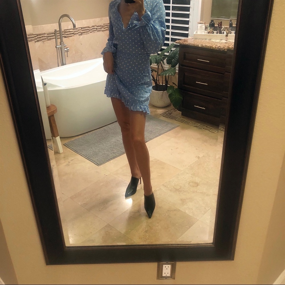 Polka Dot Frill Trim Tiered Backless Mini Dress - Picture 15 of 16